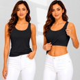 thumbnail image 2 of GPOECD Tank Top with Built in Bra for Women Wireless Seamless Built-in Bra Daily Layering Camisoles for Women for under Clothes 01_Black,XXXXXXL, 2 of 4