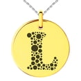thumbnail image 1 of Stainless Steel Letter L Initial Dotted Monogram Engraved Small Medallion Circle Charm Pendant Necklace, 1 of 1