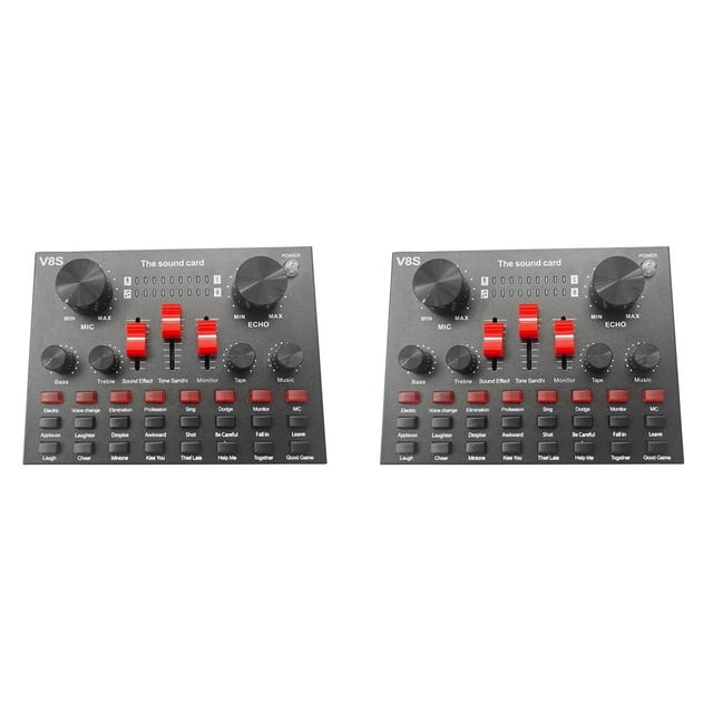 2X V8S Microphone USB Rechargeable External Mixer Karaoke 3.5Mm Interface Sound Card Portable Live Broadcast Stereo
