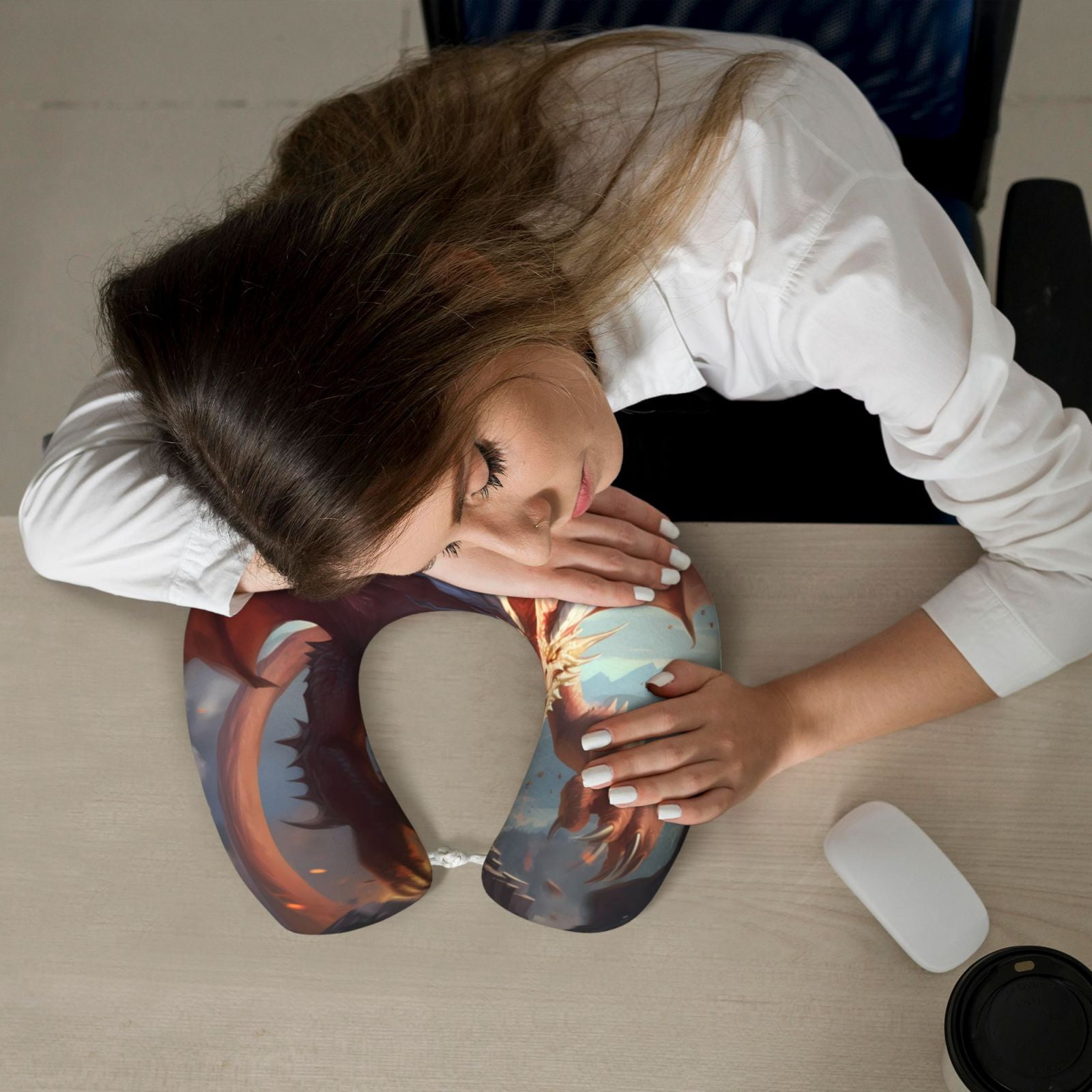 Xecao Ferocious Dragon Fury Print Memory Foam Cervical Neck Pillow Versatile U-Shaped Pillows for Home,Office,Camping,Travelling,Soft Washable Cover