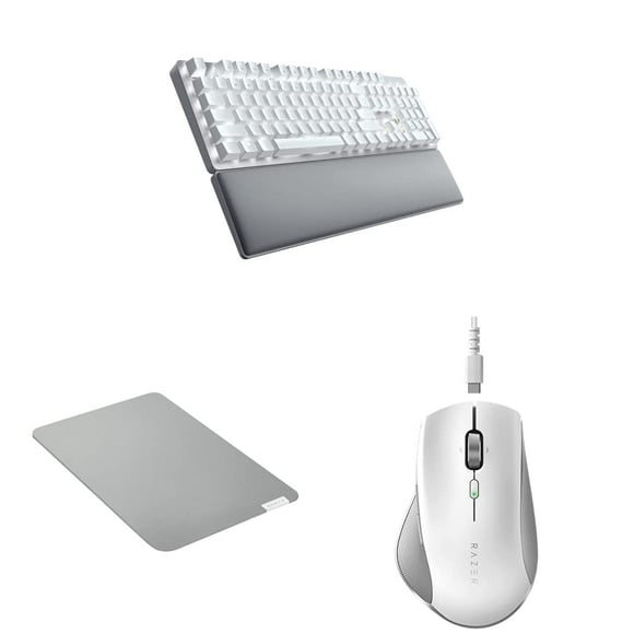 Razer Pro Type Ultra Wireless Mechanical Keyboard & Glide Soft Mouse Mat, Medium Size & Click Humanscale Wireless Mouse