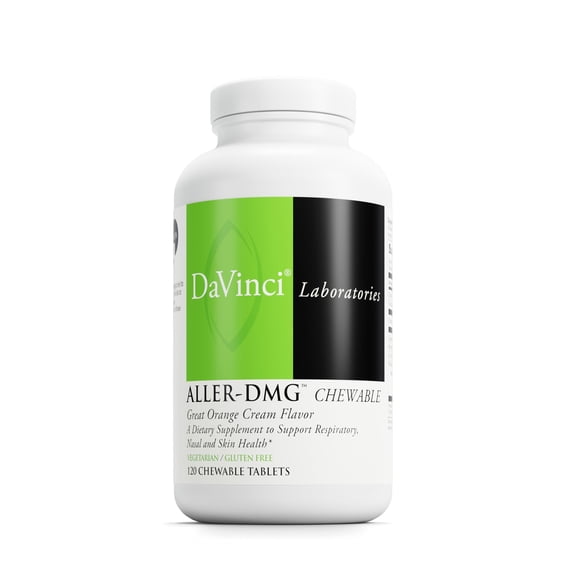DaVinci Labs Aller-DMG Chewable - Support Histamine Levels & Respiratory Health - Orange Cream Flavor - 120 Chewable Vegetarian Tablets
