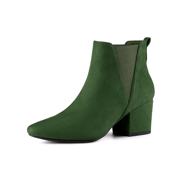 Unique Bargains Women's Pointed Toe Chunky Heel Chelsea Ankle Boots