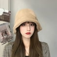 thumbnail image 3 of 1 Pcs Winter Faux Fur Bucket Hat,22.0-22.8Inch Thicken Warm Fisherman Cap Fuzzy Hat,Plush Fleece Headwear Sun Hat for Women Brown, 3 of 6