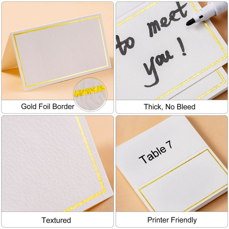 Toncoo 100Pcs Premium Place Cards Small Table Cards with Gold