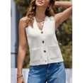 thumbnail image 5 of Women's V Neck Button Up Sleeveless Vest Sweater Knitted Casual Cardigan with Pockets, 5 of 6