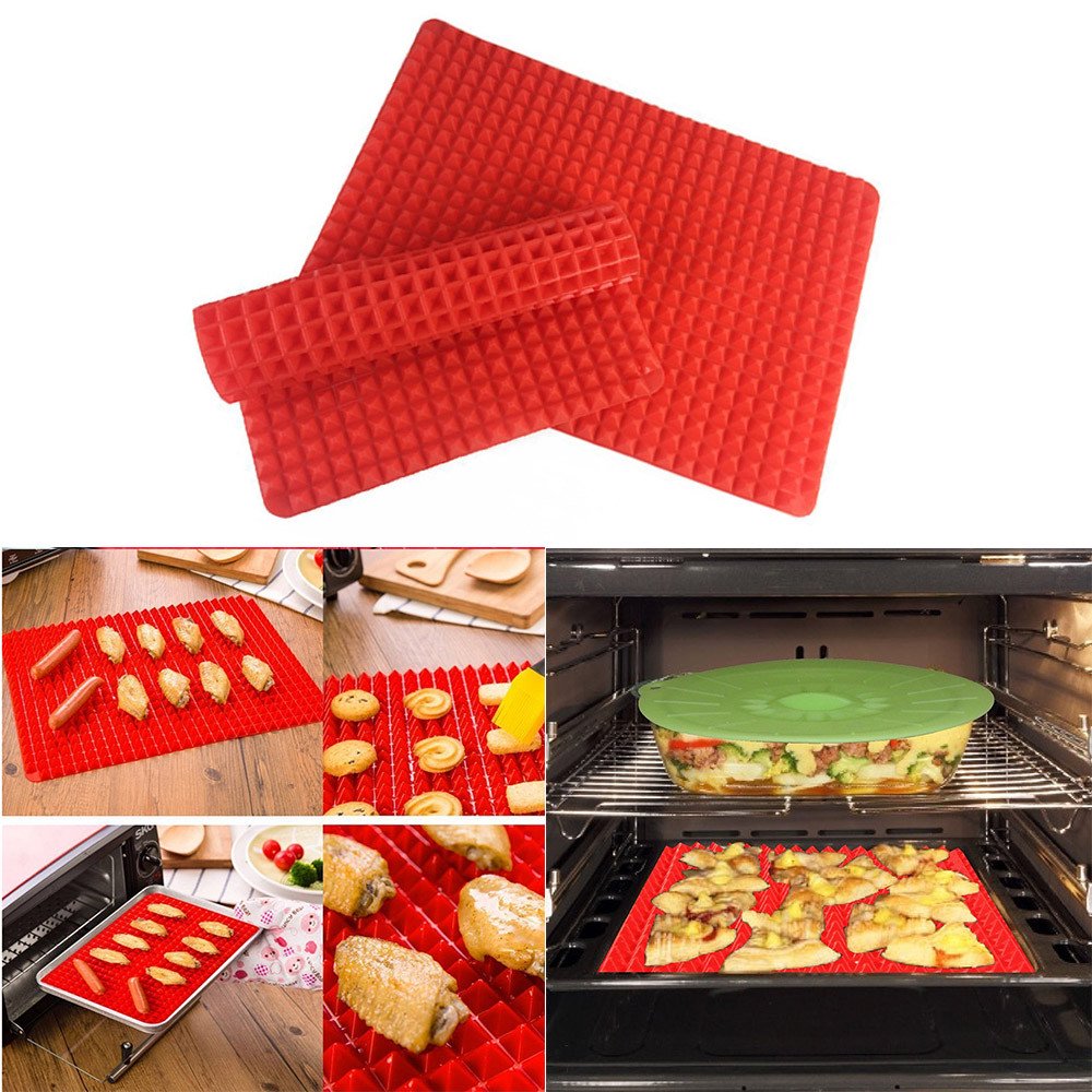 MIARHB Pyramid Pan Non Stick Fat Reducing Silicone Cooking Mat Oven