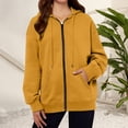 thumbnail image 3 of Pocket Long Sleeve Hooded Threaded Sweater Ladies Zipper Top, 3 of 4