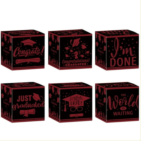 Yongcuo Graduation Party Decoration Blocks Set Celebrate with Inspirational Quotes and Designs for Graduates 6 Pieces Yellow