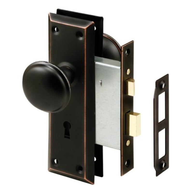 primeline e 2495 mortise keyed lock set with classic bronze knob