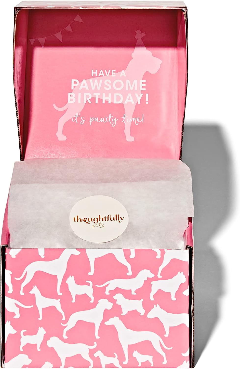 Thoughtfully Dog Birthday Cake, Peanut Butter Flavored Mini Cookie Cake Treat, Hand Decorated Pink Hollow Biscuit Cake