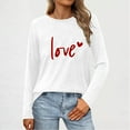 thumbnail image 5 of BLTIBY Valentine Shirts for Women Love Heart Sweater Fashion Casual Crewneck Long Sleeve Pullover Sweatshirts Blouse Valentines the Day Tops White 2 L, 5 of 5