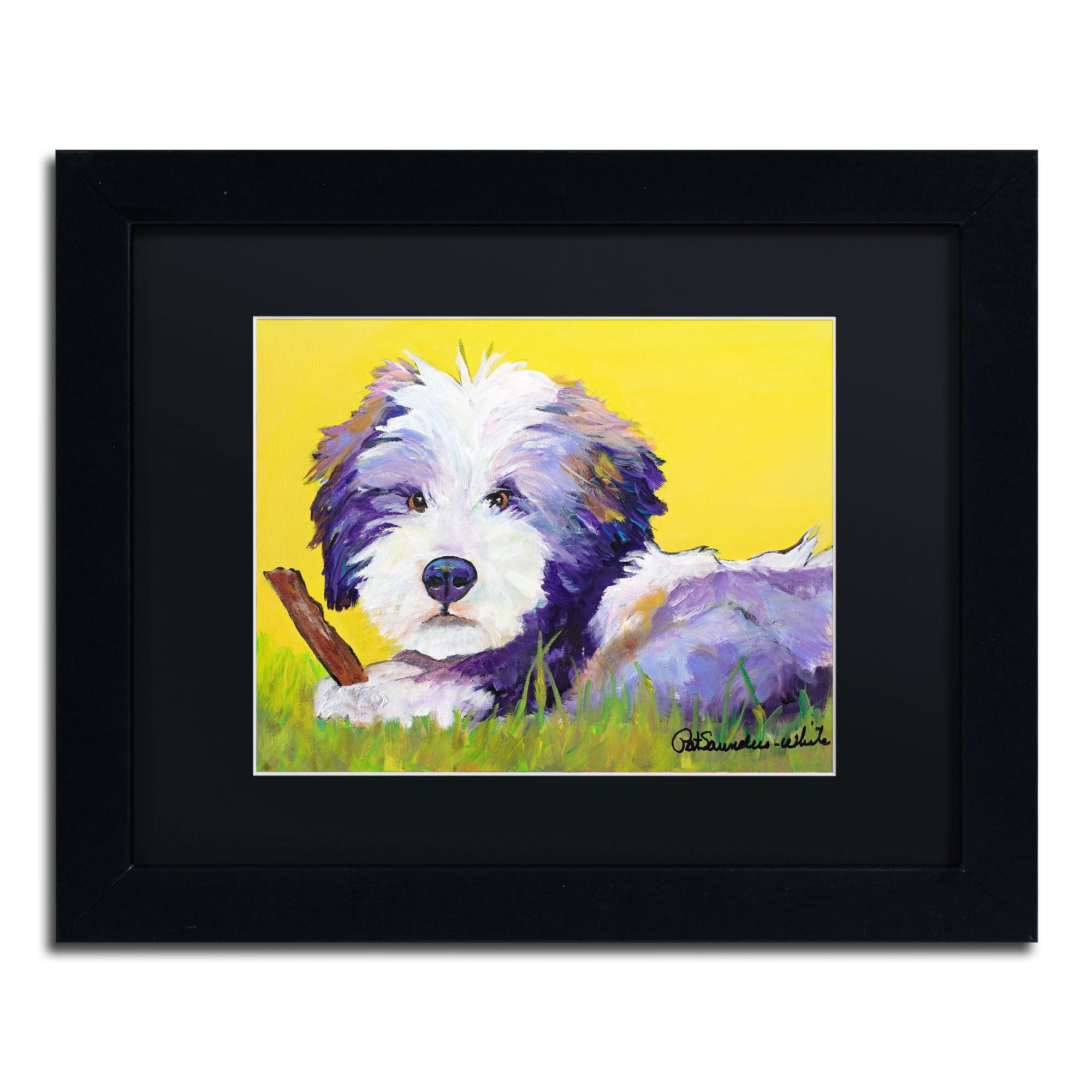 Trademark Fine Art "Chew Stick" Canvas Art by Pat Saunders-White, Black Mat, Black Frame