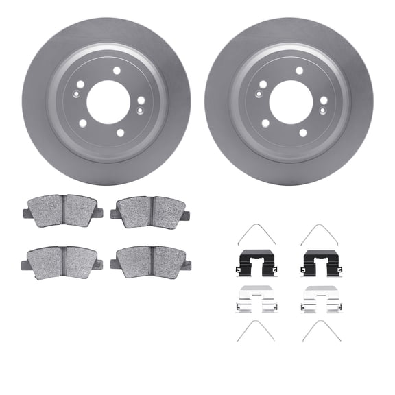 Dynamic Friction Company Rear Geospec Brake Rotors with 5000 Advanced Brake Pads includes Hardware 4512-21084