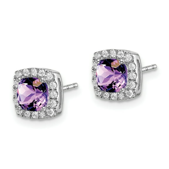 Primal Gold 14 Karat White Gold Amethyst and Diamond Earrings