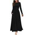 thumbnail image 1 of ameIAEA Maxi Dresses for Women 2024 Fall Long Sleeve Crewneck A-Line Ruffle Long Dress with Pockets, 1 of 6