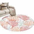 thumbnail image 2 of Red Orange Grey Coral Coastal Round Area Rug 3.3 FT,Non Slip Small Entryway Kitchen Mat,Summer Beach Seaside Nautical Washable Soft Circular Rug Non-Shedding Door Mat for Bathroom Playroom Kids Room, 2 of 9