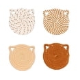 thumbnail image 2 of 4 Pack 4.3 Inch Ear Shape Rope Drink Pads Heat Protection With Storage Stand For Kitchen Table, 2 of 6