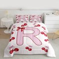 thumbnail image 2 of Feelyou Princess Monogrammed R Full Size Comforter Sets, Fashion Ribbon Cherry Bedding Comforter Set, Teens Kids Girls Women Reversible Bedding Sets, Breathable Home Decor, 3-Piece, 2 of 8