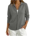 thumbnail image 3 of Zxlsdmn Zip Up Cardigan Sweater for Women Comfy Stand Collar Cardigans Casual Long Sleeve Solid Color Jacket Sweaters Fashion Fall Winter Clothes M, 3 of 9