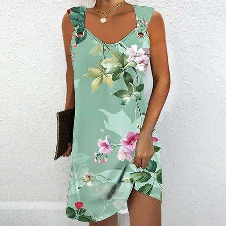 Ftwytp Women s Summer Comfort Fashion Solid Color Pocket Sleeveless V-Neck Dress Off Shoulder Pirate Skirt Cocktail Dresses Bustier Lingerie Corset Top Steampunk Skirt Green