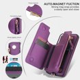 thumbnail image 5 of Compatible with Samsung Galaxy S22 Crossbody Wallet Phone Case,RFID Blocking PU Leather Shockproof Phone Case Women Men Kickstand flip Back Wrist Strap Zipper Credit Card Holder Slots,Darkpurple, 5 of 8