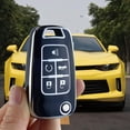 thumbnail image 4 of Key Fob Cover Compatible with Chevrolet Camaro Cruze Malibu Equinox Trax Volt Impala Sonic Spark Aveo Orlando GMC Terrain Buick Regal Encore Verano Allure Keychain Case Holder Protector,Black, 4 of 6