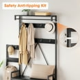 thumbnail image 4 of Spacious Storage & Industrial Style Hall Tree Coat Rack – Freestanding Entryway Organizer with Bench, 10 Hooks, 4-Tier Shelves, Metal Frame for Hallway, Bedroom, Mudroom, 113x30x180cm, Black, 4 of 7