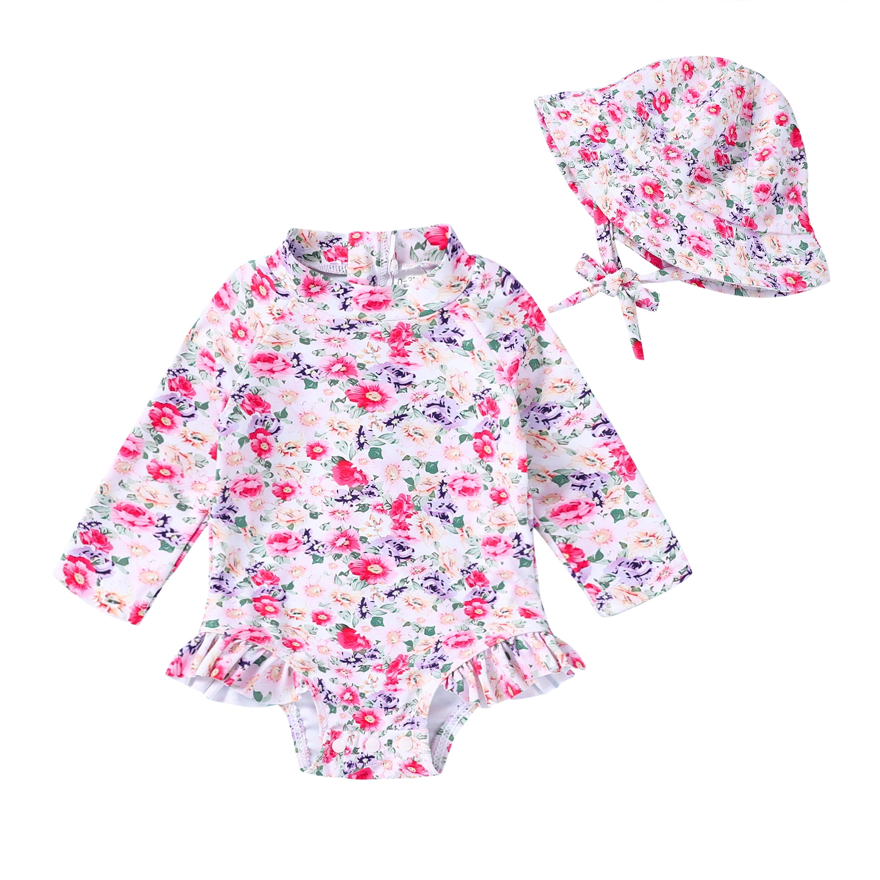 Younger Tree Infant Baby Girl One-Piece Swimsuit Long Sleeve Rash Guard ...