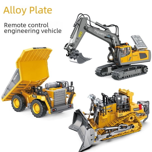 Coche de ingeniería con control remoto de aleación, juguete para niños, excavadora, camión volquete, excavadora para niños, juguete para niños