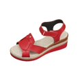 thumbnail image 3 of THDHVS Wedge Sandals for Women,Womens Sandals Dressy,Solid Color Women's Peep Toe Beach Sandals with Flat Wedge Heel Red, 3 of 9