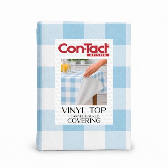 Con-Tact Brand Blue & White Vinyl Fabric with Flannel Backing, Pre-Cut, 60 in. x 72 in.