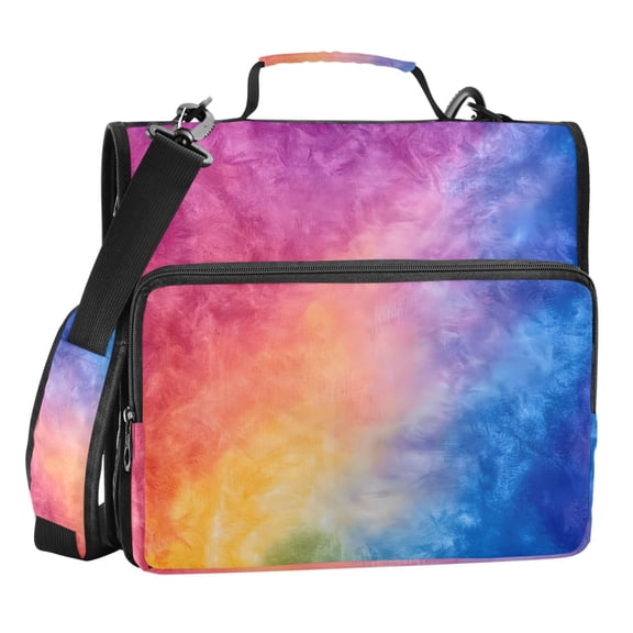 ALAZA Zipper Binder Bag Purple Blue Tie Dye 3 Ring File Folder Binder Organizer Bag
