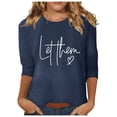 thumbnail image 1 of Top túnica estampado de manga 3/4 para mujer - Blusa de cuello redondo para el trabajo informal y las vacaciones - Tallas M-XXXL, 1 of 5