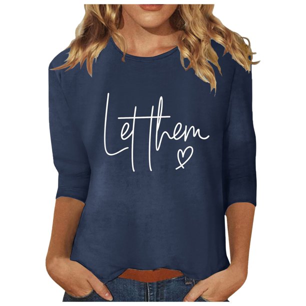 Top túnica estampado de manga 3/4 para mujer - Blusa de cuello redondo para el trabajo informal y las vacaciones - Tallas M-XXXL