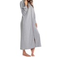 thumbnail image 4 of Previn Women's House Coat Long Sleeve Robe Cotton Spa Hooded Zipper Zip Up Sleeping Winter Warm Hoodie Long Bathrobe Grey X-Large, 4 of 4