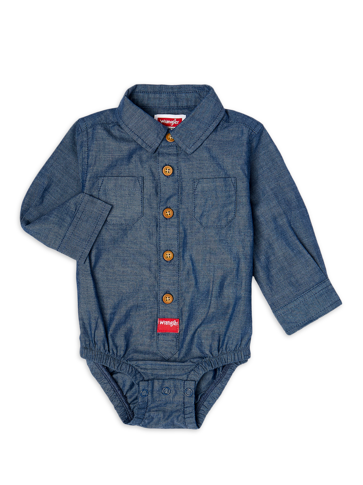 Wrangler Newborn and Infant Boys Long Sleeve Woven Bodysuit