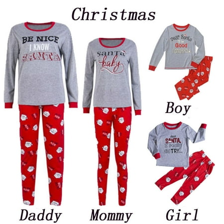 Family Xmas Pjs Christmas Family Matching Pajamas PJs Set Xmas Santa Sleepwear Nightwear Casual ()