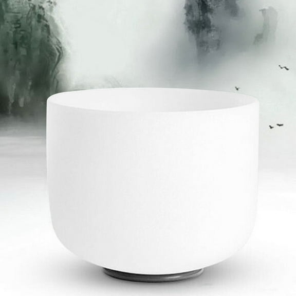 Fichiouy 8" Crystal Singing Bowl Buddha Sound for Meditation Musical Instrument F Note White