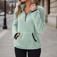 thumbnail image 2 of Lightweight Sweaters for Women Solid Color Half Zip Long Sleeved Pullover Fall Tops,Green,M, 2 of 9