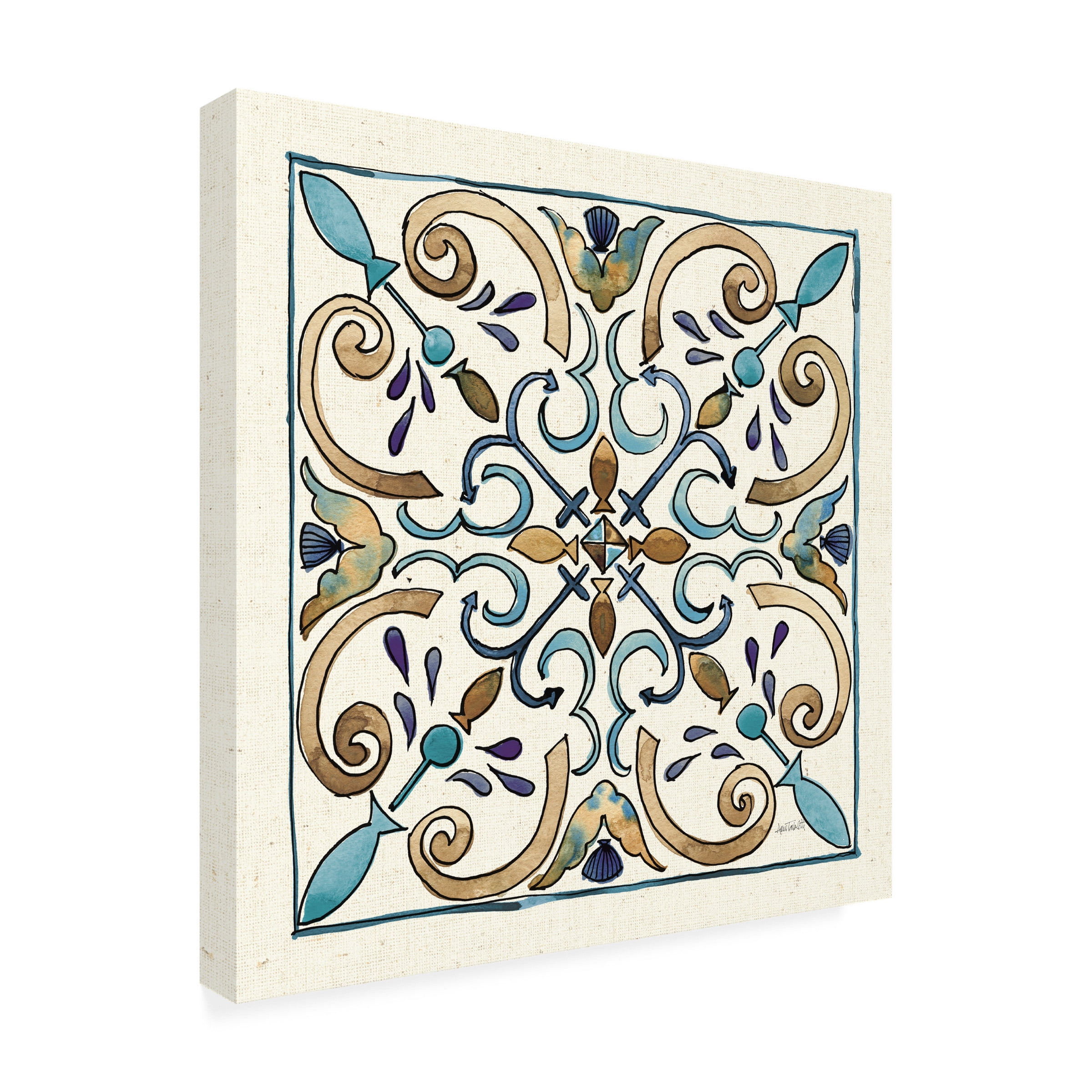 Anne Tavoletti 'Coastal Breeze Tile I' Canvas Art