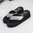 thumbnail image 3 of Eease Women's Glitter Platform Sandals Shiny Thong Sandals Non-slip Wedge Heel Flops Size 36 (Silver), 3 of 4