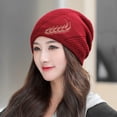 thumbnail image 3 of ruhuadgb Winter Hat Stretchy Thick All Match Yarn Embroidered Wheat Fleece Fleece Cap for Daily Life, 3 of 8