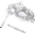 thumbnail image 5 of Máscara de disfraces con palo de sujeción Máscara veneciana de disfraces de Halloween Máscara de Mardi Gras para fiesta de mujeres, 5 of 5