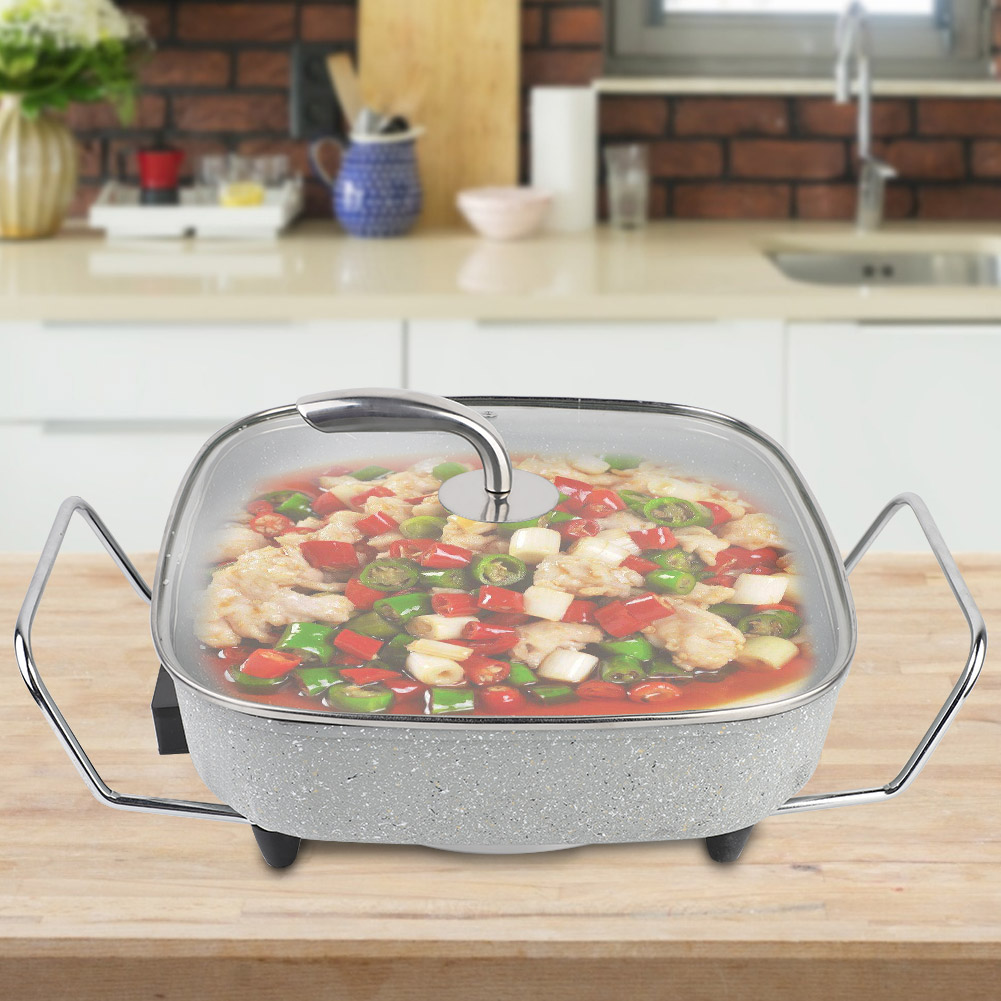 Mgaxyff Multifunctional Medical Stone Square Pot Electric Pan Hot Pot