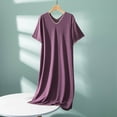 thumbnail image 2 of Inleife Womens Dresses Women's Summer Solid Color V-Neck Thin Short Sleeves Can Be Worn As A Versatile Long Skirt, 2 of 6