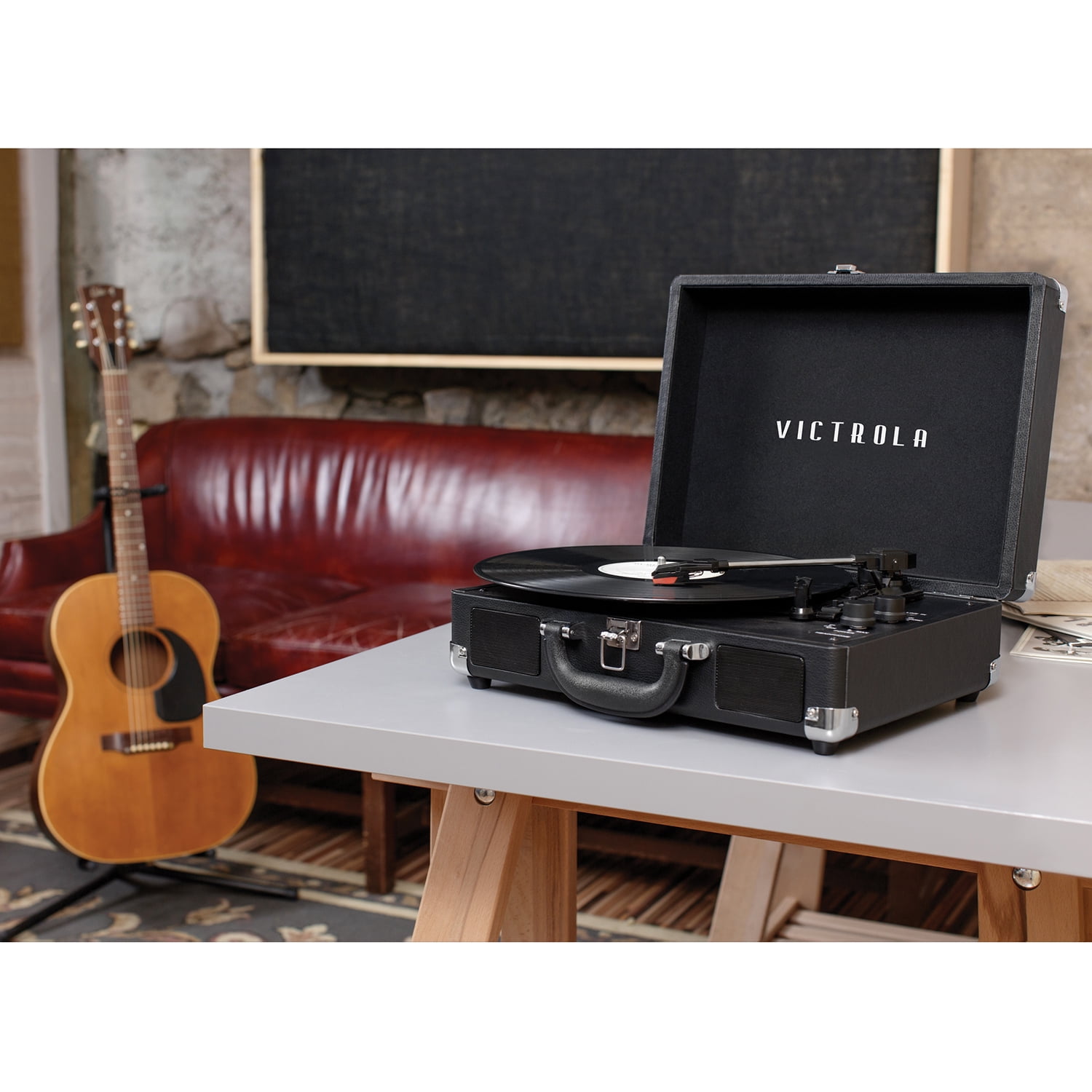 Victrola Bluetooth Suitcase Record Player with 3-Speed Turntable VTS-50BT-BAW 