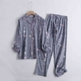 thumbnail image 2 of Xmyrz Womens Fall Pajamas Sets Cotton Suitable Recreation Cartoon Long Sleeve Homewear Print Fresh Pj'S Sleepwear Outfit, 2 of 9