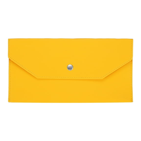 Uxcell 1Pcs PU Leather Envelope Wallet Card, Reusable Money Pouch Small Leather Organizer Pouch for Women Men Travel,Yellow