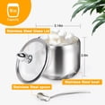 thumbnail image 2 of Stainless Steel Sugar Bowl with Glass Lid Spoon,Bexikou 10oz Seasoning Box Condiment Pots Sugar Container,Kitchen Spice Container Canister for Salt Candy (Silver), 2 of 6